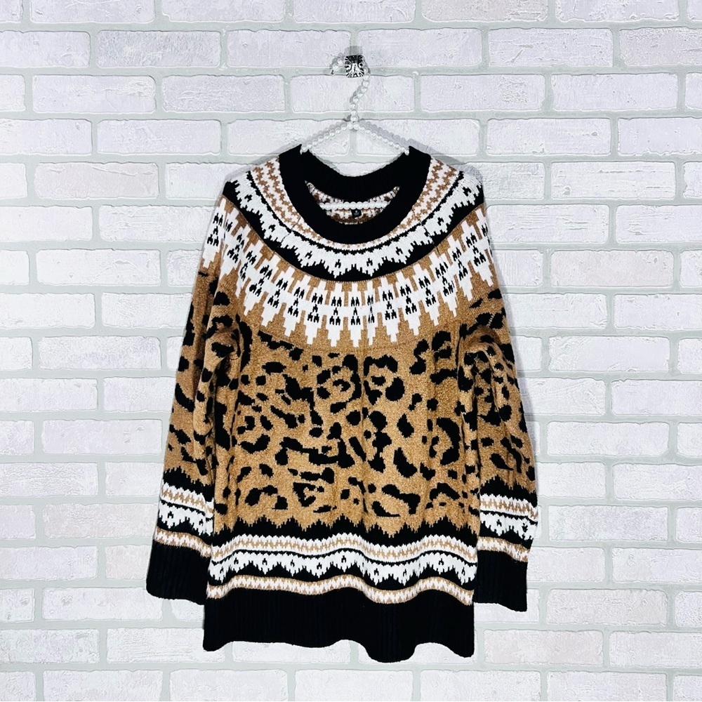 Torrid Vegan Cashmere Pullover Animal Print Crewneck Sweater Size 0 - Picture 6 of 12